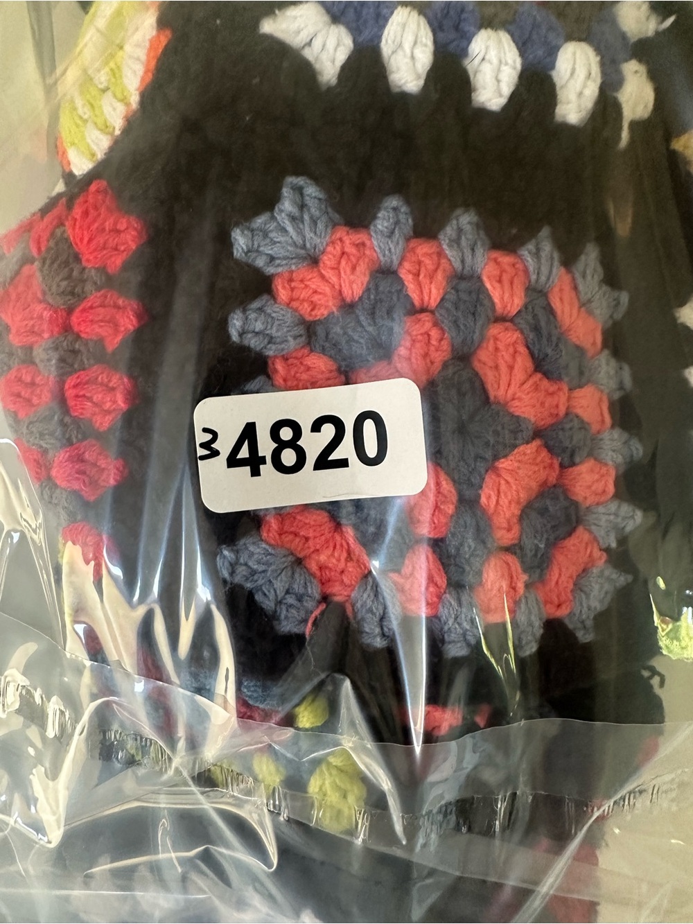 SPELLEDIT Black Multi Granny Square Handmade Scarf One Size 34820 - Picture 5 of 5